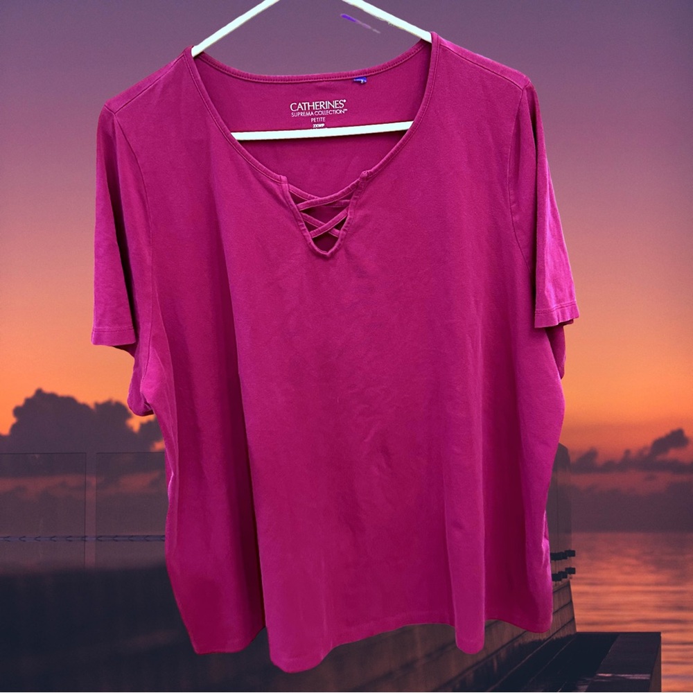 Catherines Women's plus-size Magenta Purple Stretchy T-shirt Top💜💜2X